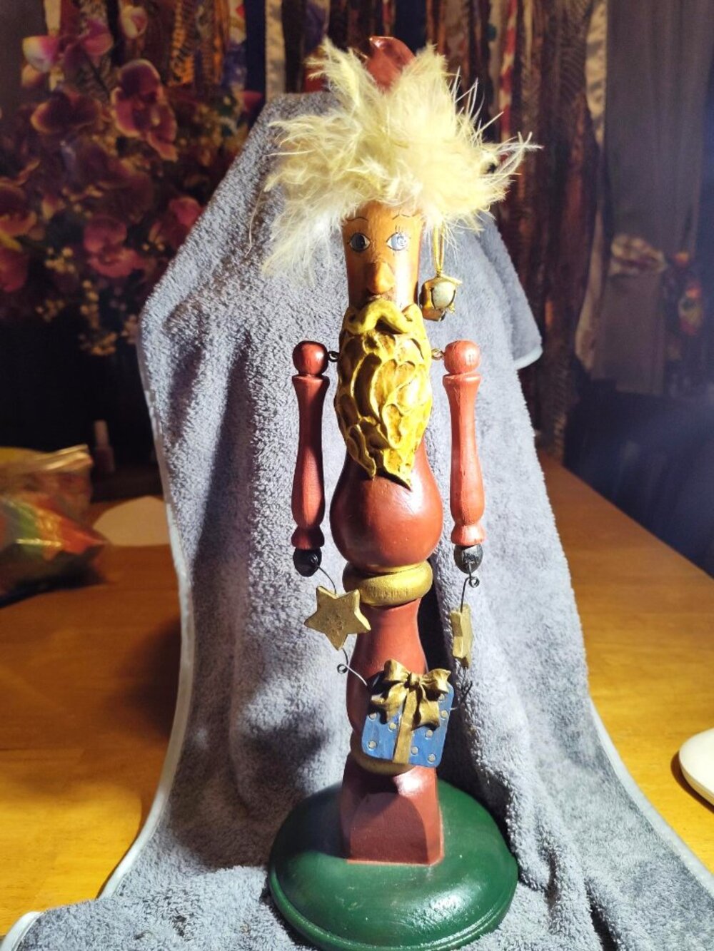 Vintage Wooden Dowel Santa Claus  Decoration Hand-Painted Folk Art SHIPS FREE